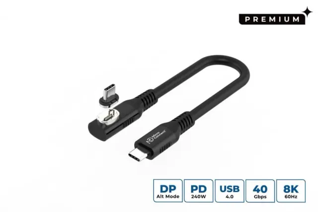 Microconnect Premium USB-C kabel haaks 0,15m 240W 40Gbps