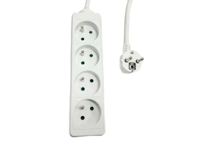 Microconnect 4-weg stekkerdoos Type E 3m wit Frans