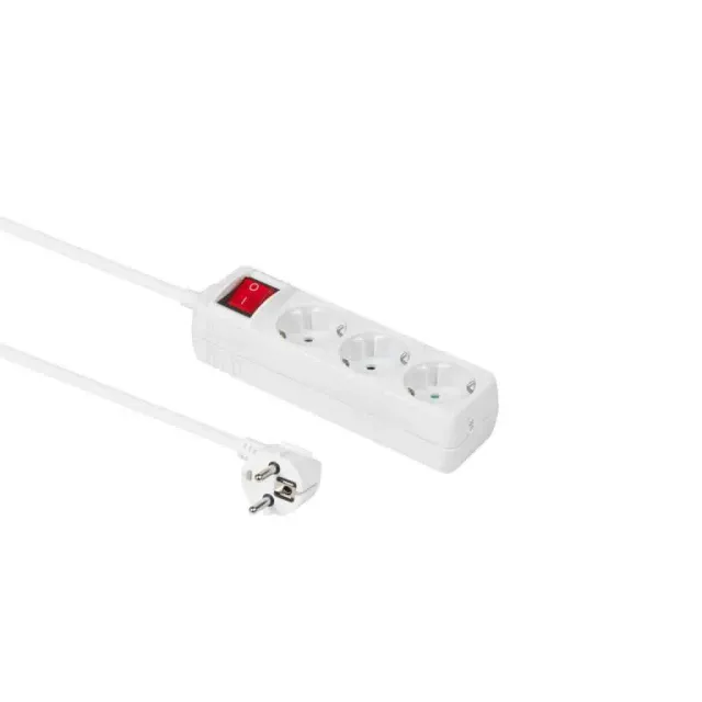 Microconnect stekkerdoos 3-voudig 3m wit met schakelaar