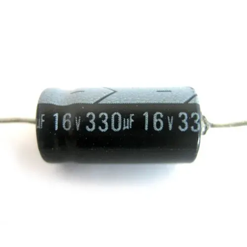 T.E.G. Elco Axiaal 330uF 16V Condensator Liggend