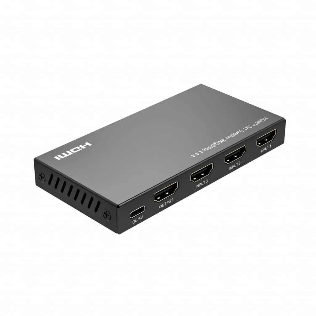 Microconnect HDMI switch 3x1 8K@60Hz met afstandsbediening