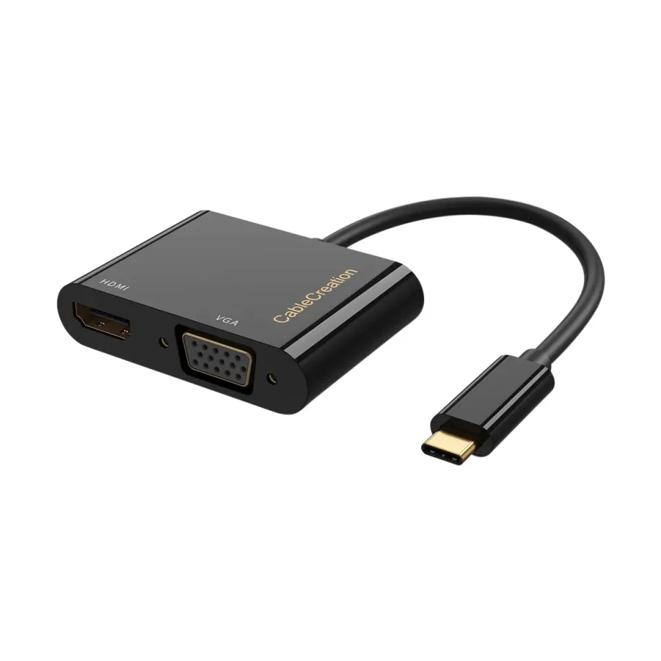 CableCreation USB-C naar HDMI VGA adapter zwart 4K