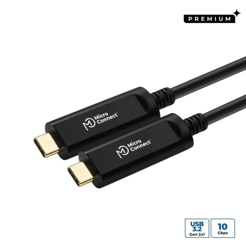 MicroConnect Premium USB-C 3.2 Gen 2 kabel 10m glasvezel