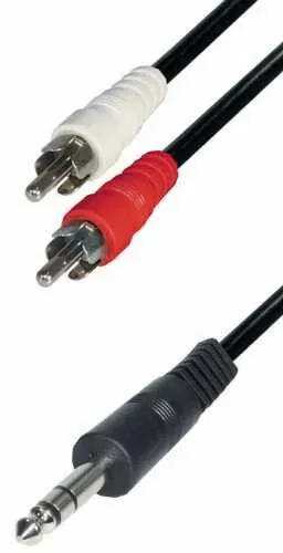 T.E.G. verloopkabel 2x RCA naar 6,3mm jack 1,5m stereo